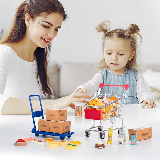 175PCS Miniature Courier Box Set Shopping Mall Shipping Boxes Mini Supermarket Handcart Models 1:12 Food Drink Bottles Cans Dollhouse Pretend Play Kitchen Game Party Accessories Toys Doll House