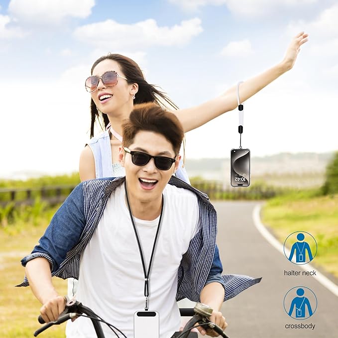 takyu Phone Lanyard, 2 Pack Adjustable CellPhone Lanyard Crossbody Neck Strap and 2 Pack Phone Wrist Strap with Tether Tabs for iPhone Android Smartphones White Black