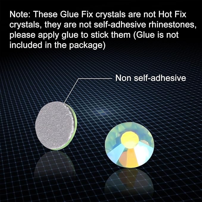Jollin 1440pcs Flatback Rhinestones Glue Fix Crystal Glass Diamantes Gems for Crafting Nail Art Crafts Decorations Clothes Shoes 4.8 mm (ss20, Light-Green AB)