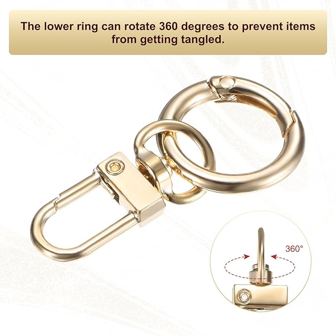 30-Pack Lobster Claw Clasp, Zinc Alloy Swivel Trigger Snaps Spring Clasps Hooks for Keychain Buckle/Lanyard/Straps/Purse, Spring Clasps Clips [Gold Tone]