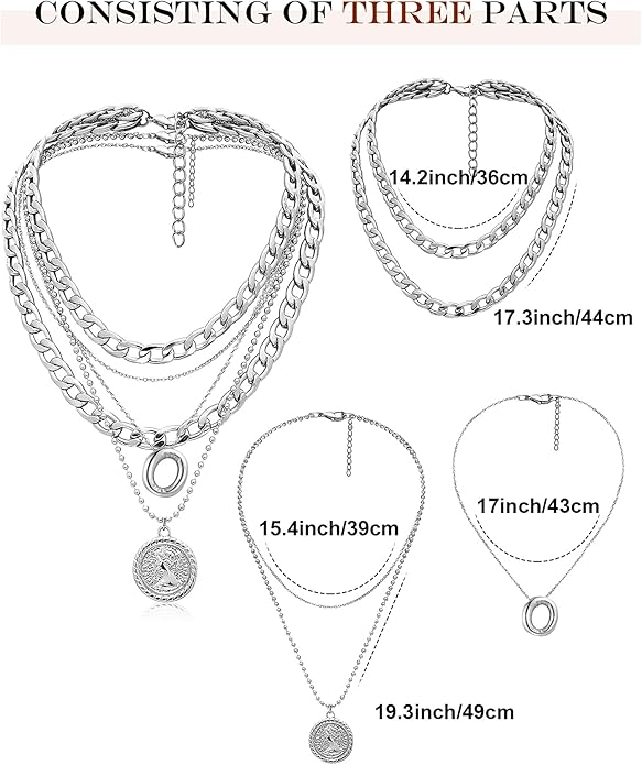 MJartoria Layered Necklaces for Women Trendy Balloon Initial Coin Pendant Necklace Dainty Chunky Chain Choker Necklaces Jewelry Birthday Gifts