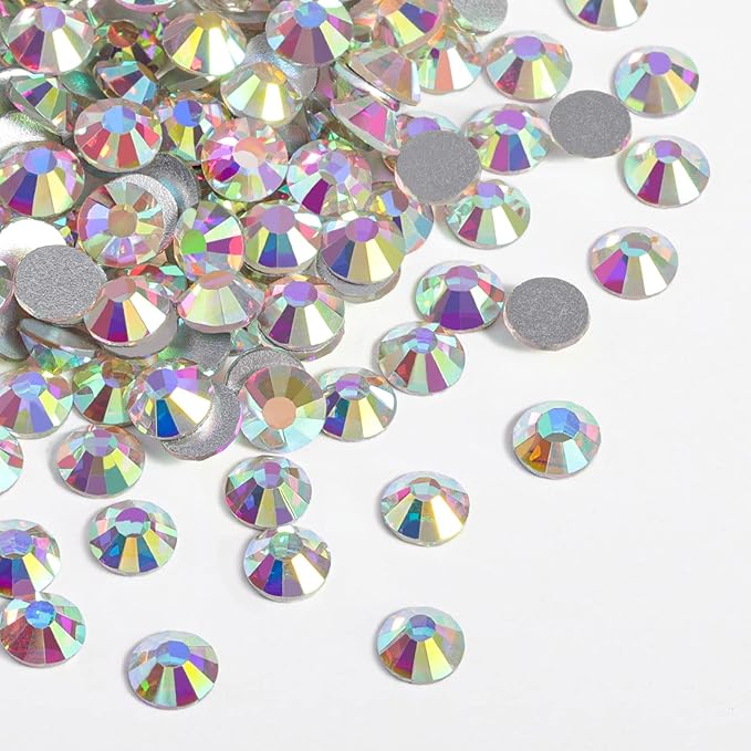 Beadsland 1440pcs Flat Back Crystal Rhinestones Round Gems for Nail Art and Craft Glue Fix, CrystalAB, SS8, 2.3-2.5mm
