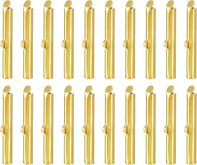 uxcell 100Pcs Slide on End Clasps, 30mm Tube Ball Bead Slider Crimp Ends for Multi-Strand DIY Craft Making, Gold Tone