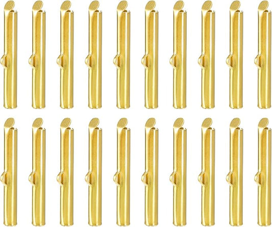 uxcell 100Pcs Slide on End Clasps, 30mm Tube Ball Bead Slider Crimp Ends for Multi-Strand DIY Craft Making, Gold Tone