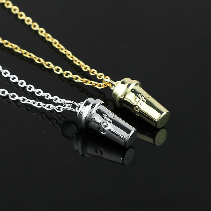 JOR Coffee Mug Charm Pendant Necklace, Coffee Lover Charm, Women Jewelry, Dainty Gold & Silver Plated Combo Chain 18 inch (Pack of 2)