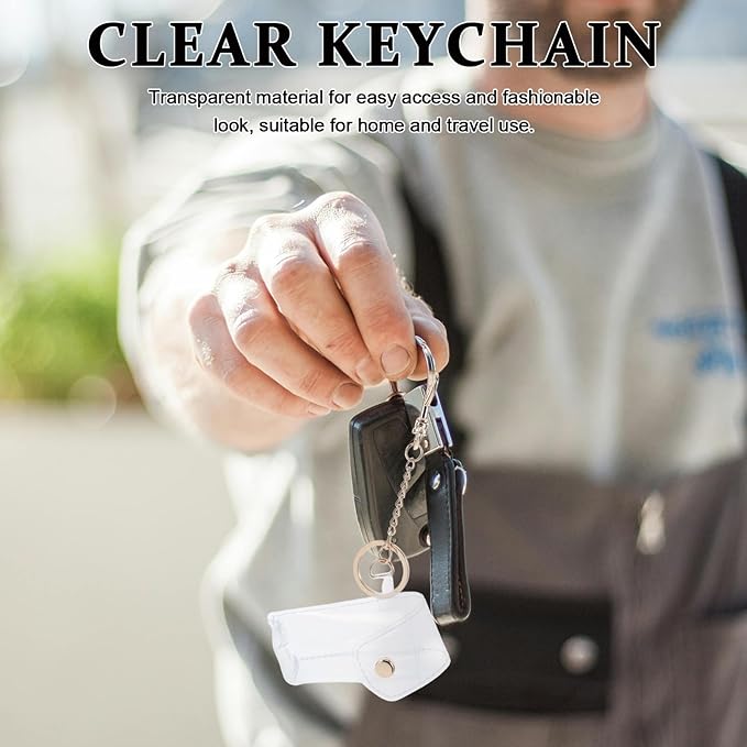 Transparent Lipstick Keychain Pouch Clear Mini Lip Gloss Holder Lip Balm Case Compact Portable Key Ring Organizer for Travel and Daily Use