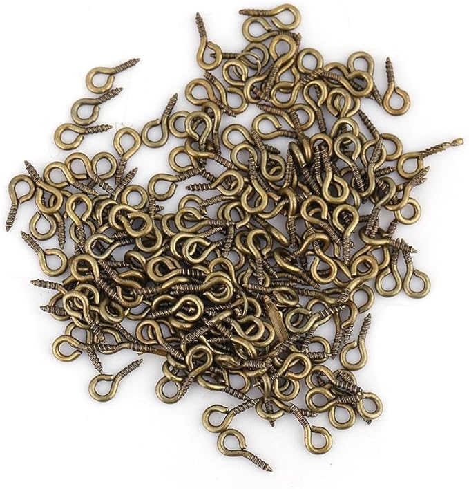 Pack of 200 Mini Eye Pins Hooks Eyelets Screw Hooks Threaded Bails Findings for Jewelry Pendant Making(Bronze)