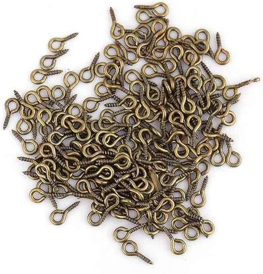 Pack of 200 Mini Eye Pins Hooks Eyelets Screw Hooks Threaded Bails Findings for Jewelry Pendant Making(Bronze)