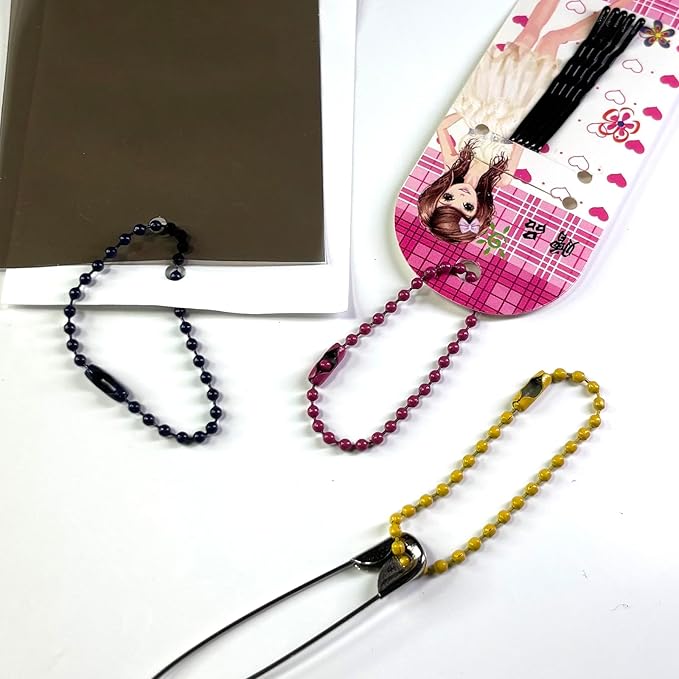 100 Pcs Mixed Color Ball Chains Bulk, 4.72 Inch (12 cm) Beaded Keychain Links with Connectors, 2.4mm Dog Tag Chains for DIY Jewelry Making, Crafts & Hanging Decorations
