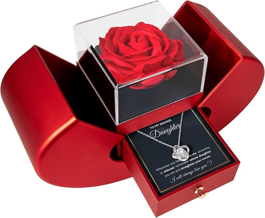 To My Beautiful Daughter Necklace from Mom & Dad | Cubic Zirconia Pendant with Heartfelt Message Card & Gift Box | Daughter Birthday, Graduation, Christmas Jewelry Gift from Parents