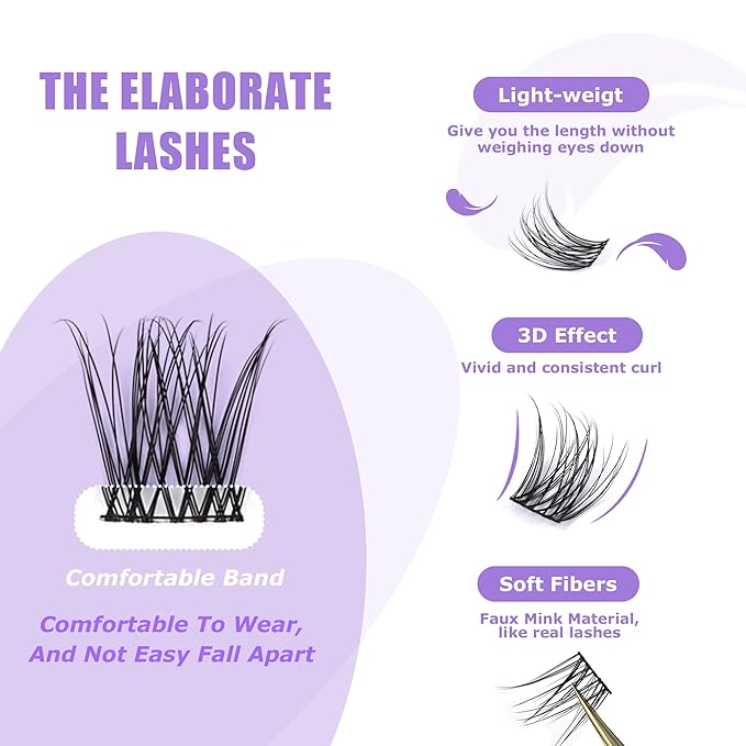 GAQQI Lash Clusters, Eyelash Clusters 120PCS C Curl Individual Lashes, Wispy Cluster Eyelash Extension 12mm Only, Natural Looking Cluster Lashes （GQ15, C Curl, 12mm)