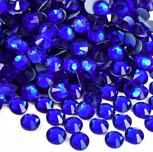 Hot Fix Crystal Flatback Rhinestones Glass Diamantes Gems 7.2mm(34ss 288pcs, Sapphire)