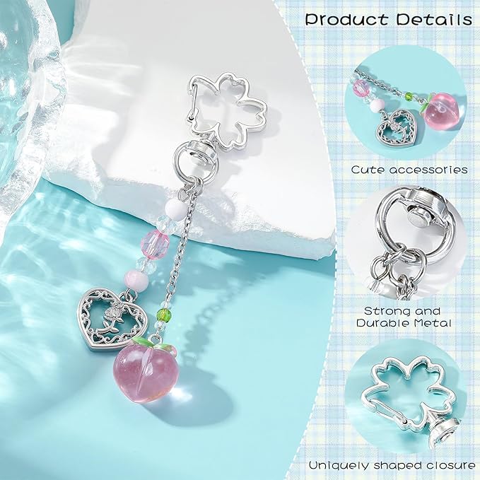 Y2K Keychain Set Heart Butterfly Pearl Flower Bag Charms,Cute Aesthetic Accessories for Women Gifts Keys Bags Purse
