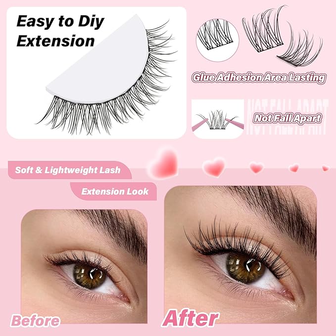 NYCAAR Eyelash Clusters Natural Lashes Clusters D Curl Cluster Eyelash Extensions 144pcs False Eyelashes 10-12mix Fluffy Fake Lashes with Soft Thin Band Ultra-Light Individual Lash（NY05）