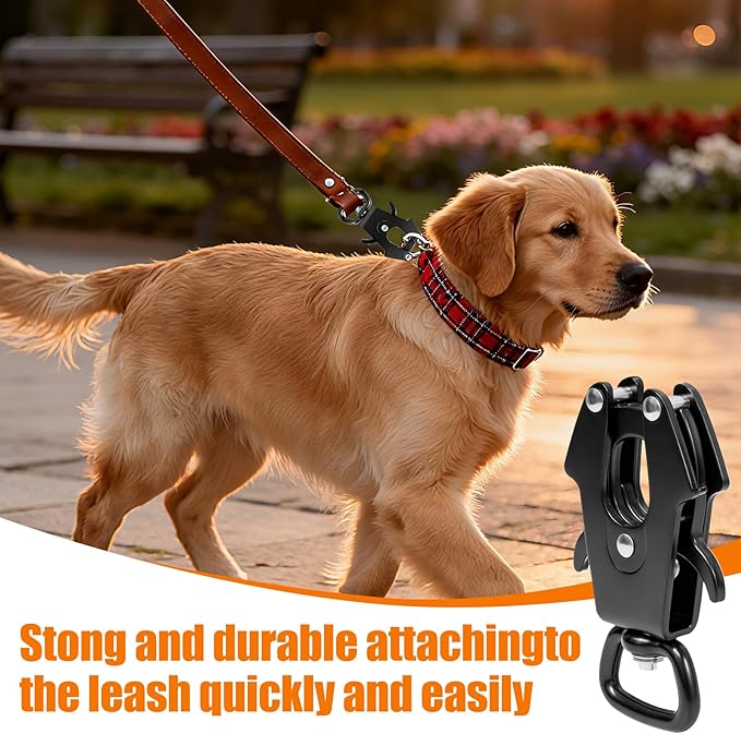 2 Pcs Frog Clip Dog Leash Buckle for Linking Pet Collar Supplies 360 Degree Swivel Heavy-Duty Quick Release Clasp Keychain Tactical (Small (Square))