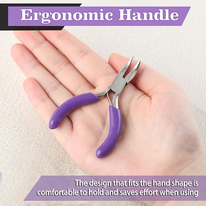 3 Inches Bent Chain Nose Pliers Curved Needle Nose Pliers Mini Chain Nose Pliers Curved Multifunction Precision Pliers Jewelry Pliers Jewelry Tool for Crafting Repair Jewelry Making