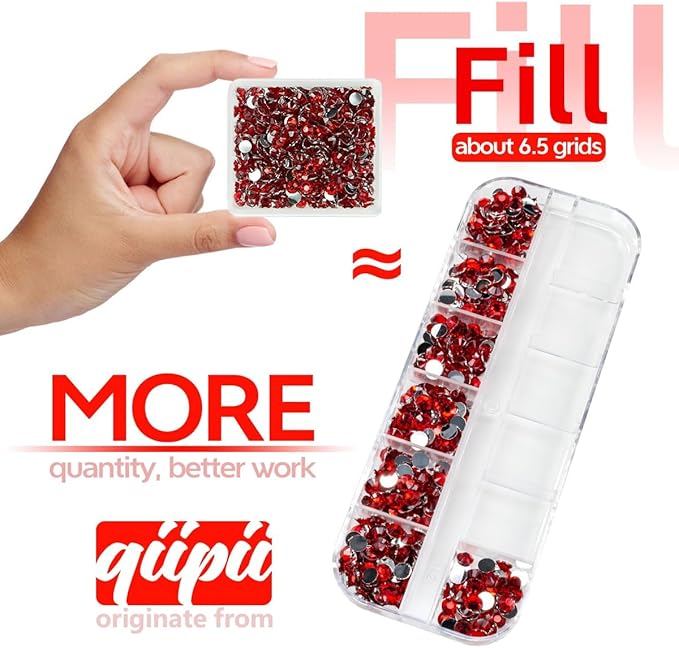 Red Crystal Resin Rhinestones w B7000 Jewelry Glue for Bedazzling Crafting Siam Red Flatback Stones 3mm 4mm 5mm 6mm Ruby Red Diamonds Crystals Gems Charms for Nails Face Makeup Tumblers Crafts