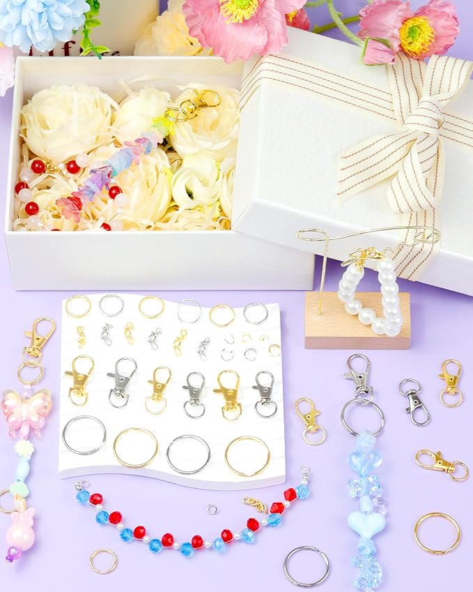 990PCS FIVEIZERO Keychain Making Kit - Keychain kit with Key Ring, Key Chain Clip, Lobster Claw Clasps, Swivel Snap Hook, Jumprings & Extender Chain for Crafts, DIY Projects and Jewelry Making