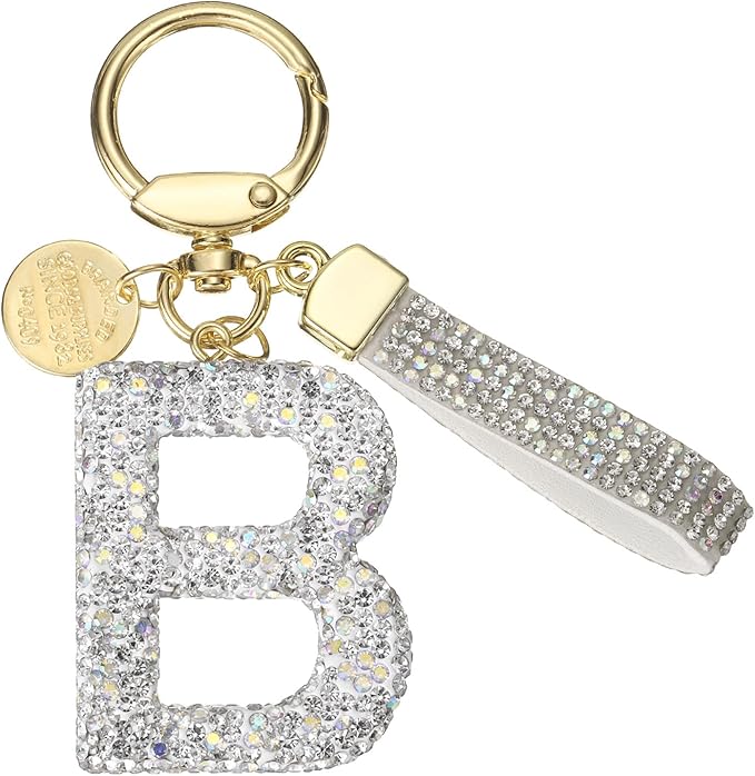 PATIKIL Initial Letter Keychain, Cute Sparkly Rhinestone Key Chain Alphabet Charm for Car Keys Handbags Purse