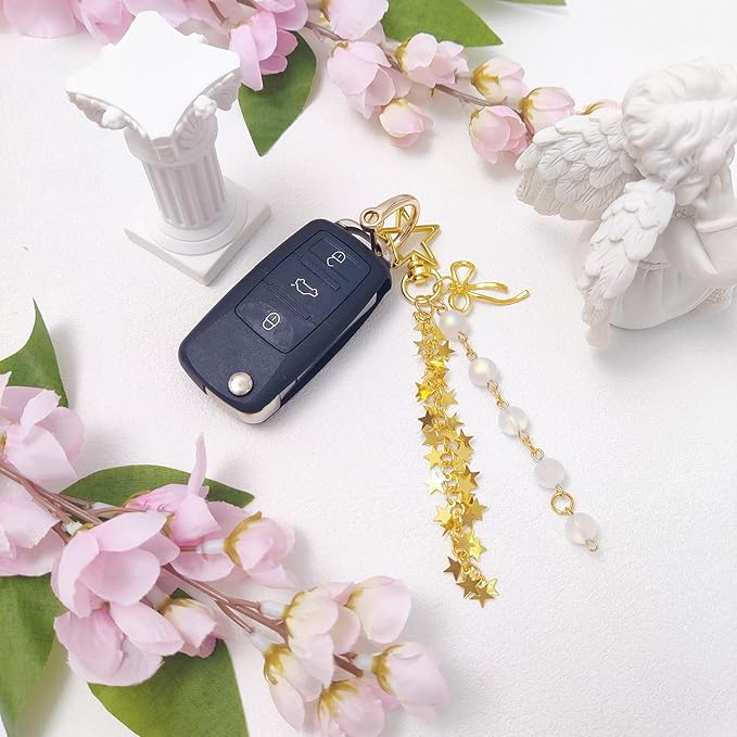 Y2K Aesthetic Keychains for Women Cute Flowers Star Cake Jellyfish Keychins Charms Kawaii Bag Purse Decor