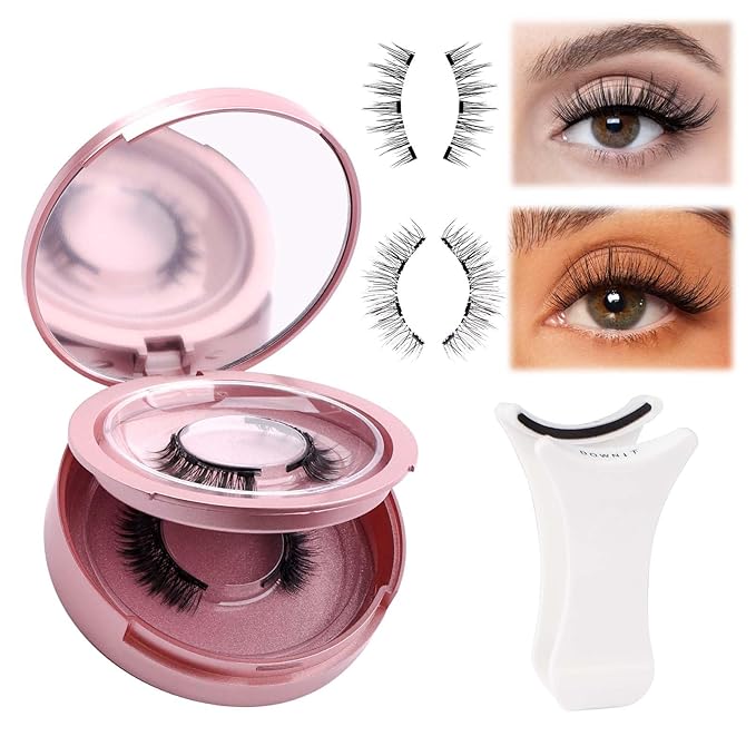 FADLASH 2 Pair Magnetic Lashes Natural Look Reusable Magnetic Eyelashes with Applicator No Glue Needed Wispy Lashes Soft Comfortable Eyelashes(B01)