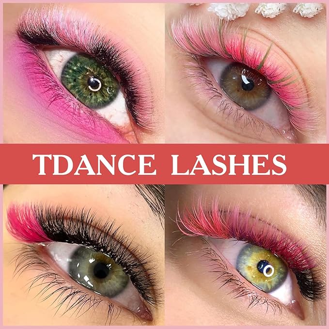 TDANCE Colored Lash Extensions Classic Lash Extension Red Lash Extensions 0.07mm C/D Curl Premium Silk Individual Lashes Salon Use (Red,D-0.07,8-15mm)