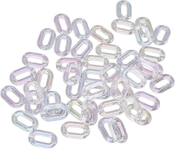 50PCS Acrylic Linking Rings Transparent, DIY Assemblable Chain, Transparent Color Plating Acrylic Rings for Jewelry Making, Crafts, Bags Decor, 33cm. Length with Edges