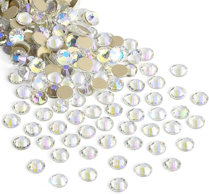 2880pcs Flatback Rhinestones Glue Fix Crystal Glass Diamantes Gems for Crafting Nail Art Crafts Decorations Clothes Shoes 1.6mm (ss4, Moonlight)
