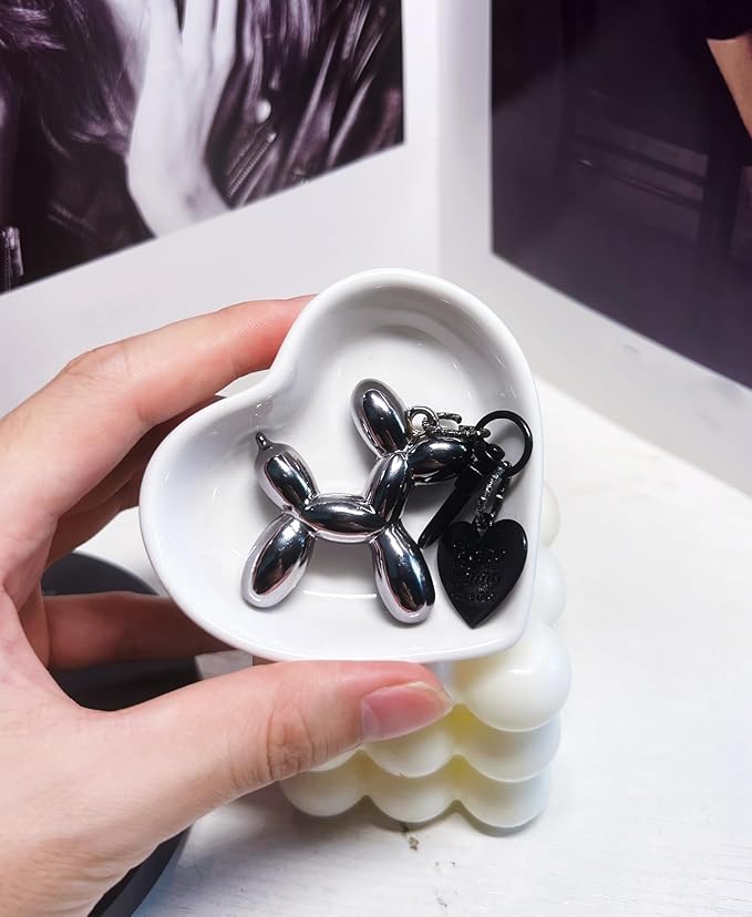 LAEKOU Jelly Balloon Dog Design Keychain for Women, Cute Girls Key Chain, Bag Charms Accessories for Car Purse Backpack