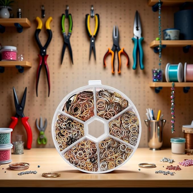 1940 Pcs Multicolour Metal Jump Rings Small Crafts Jump Jewelry Connectors Assorted Size Connector Rings Open O for Keychain Making Jewelry Findings