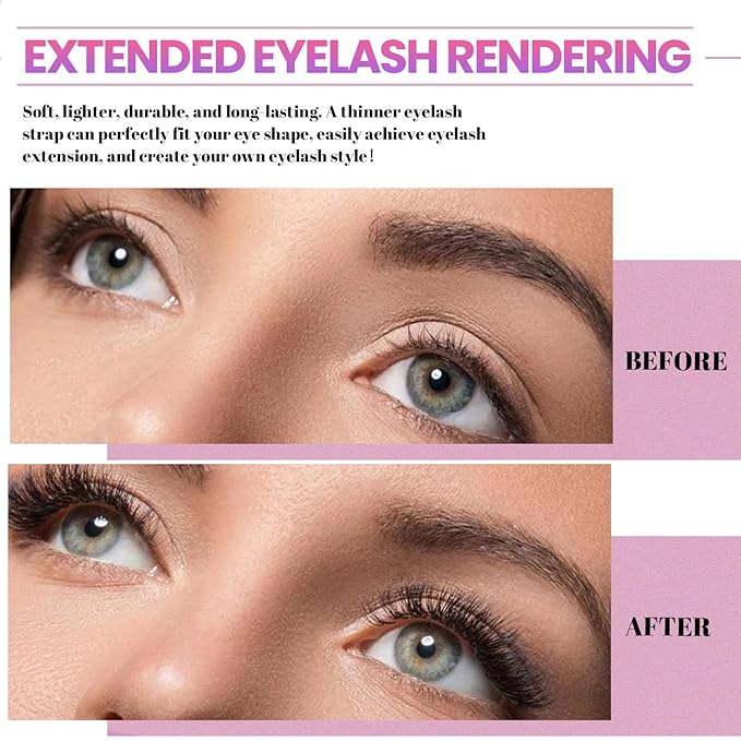 Qiveaory DIY Lash Extension Kit 720pcs Individual Lashes Clusters D Curl Eyelash Extension Kit with Lash Bond and Seal, Eyelash Remover Tweezers Brush(10-18mm,30D+40D+50D+60D) Lash Books DIY at Home