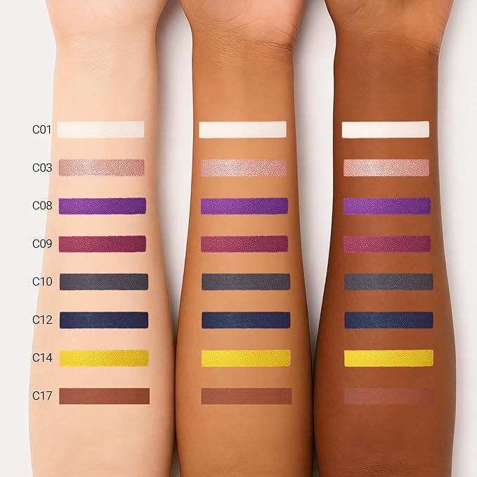 Erinde Waterproof Cream Eyeshadow Stick, Silver White Shimmer Eye Shadow Sticks, Cream to Powder Eyeshadow Crayon, Buildable & Blendable Long-Lasting Eye Shadow Stick, Vegan & Cruelty-Free, C01