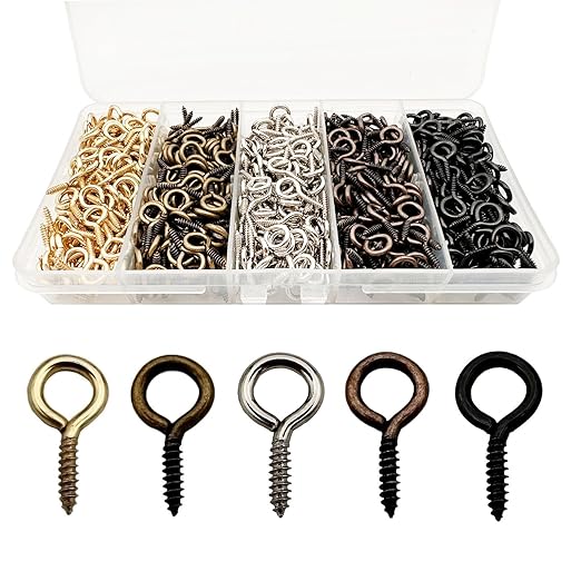 Small Screw Eyes Pin Hooks, 750 Pcs 0.55 Inch Screw in Hook for Jewelry, Cork Bottles,Resin, Bead, 7mm*14mm Small Eye Rings Eyelet Hook for Craft 5 Colors