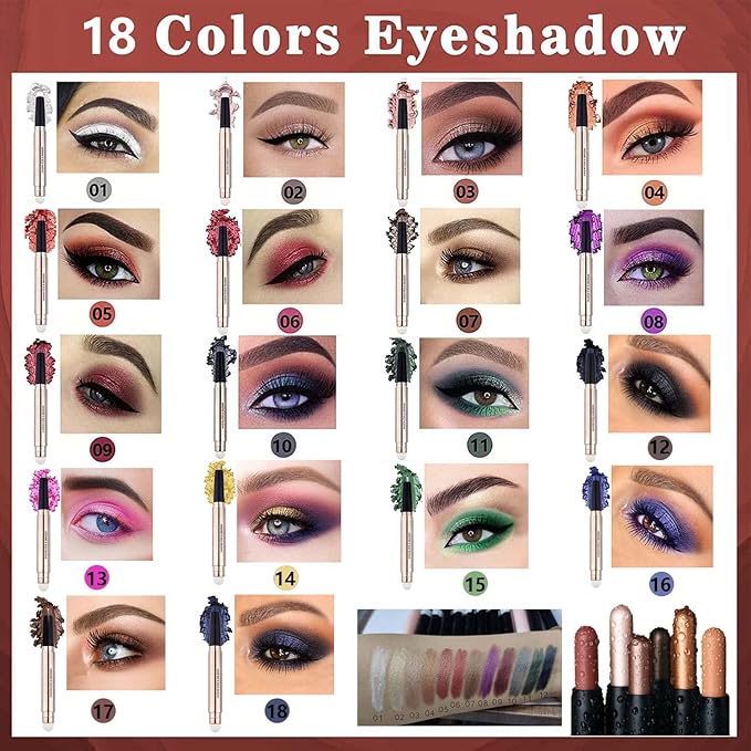 White Eyeshadow Stick eyeliner pencil Eye Makeup Cream Shimmer Smooth Glitter Dark Light Matte Single Crayon Primer Palette Hypoallergenic Natural Waterproof Long Lasting Eyeshadow 01