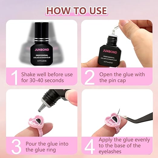 Sensitive Eyelash Extension Glue Extra Strong Professional Lash Glue 1 Sec Drying time | 7-8 Weeks Long-Lasting | Waterproof Black Adhesive for Semi Permanent Extensions Salon Use 5ml