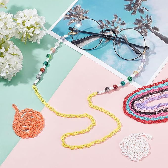 SUNNYCLUE Colorful Jewelry Chain Plastic Chains Links ABS Acrylic Cable Curb Chain Bird Toys Chains for Jewelry Making Chain