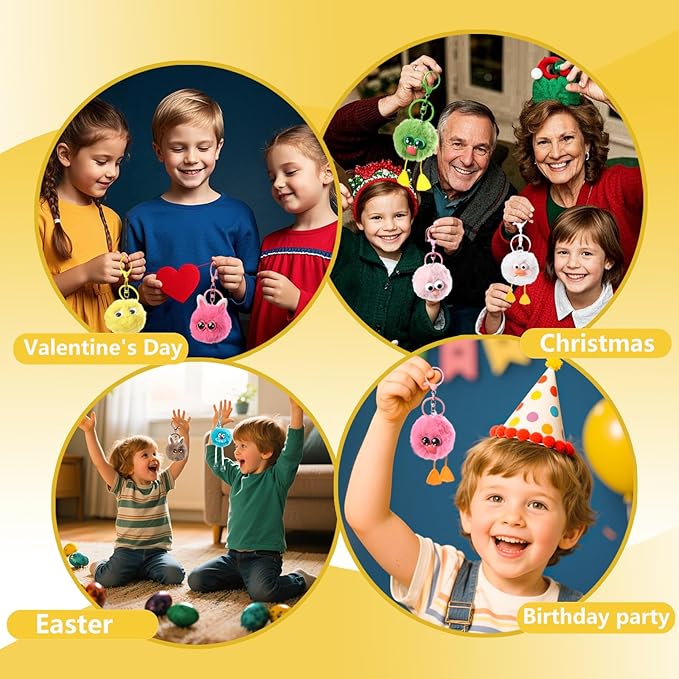 30PCS Party Favors Kids Keychains - Fun Keychain Cute Birthday Goodie Bags Stuffers for Kid Keychain Valentines Day Gifts for Kids Classroom Prizes Key Chains Bulk Elementary Student Prizes