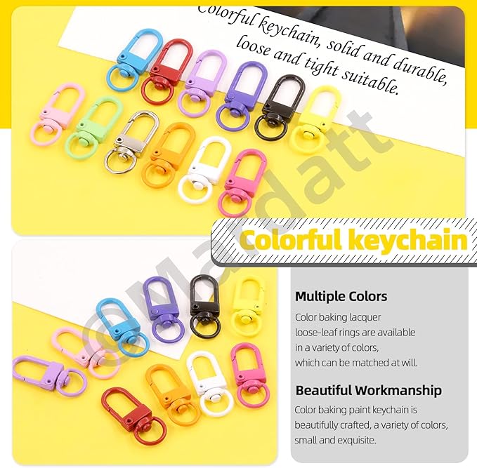 160Pcs Colored Ball Bead Key Chain, Key Rings, Metal Lobster Claw Clasps Kit, Dog Tag Chain with Connectors, Spring Key Ring Buckles, Lanyard Swivel Snap Hooks for DIY Crafts