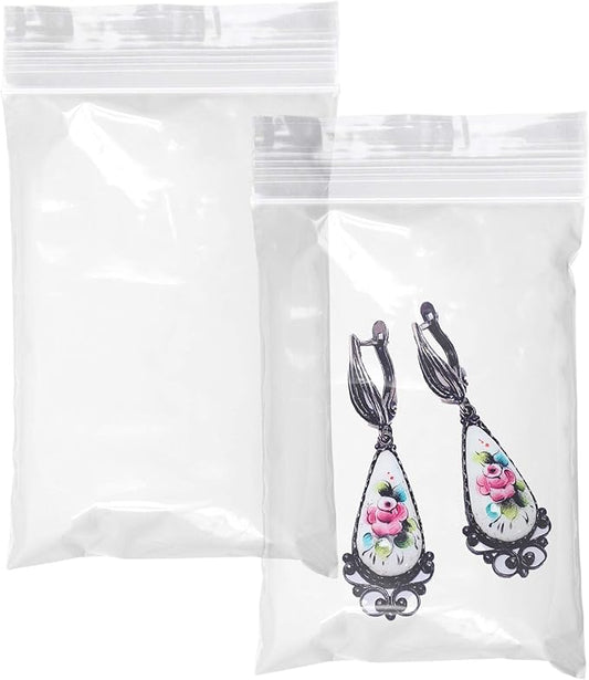 APQ Clear Plastic Reclosable Zipper Bags, 2 x 3 Inches. Pack of 1000 Reclosable Plastic Bags with Zipper Closure. 2 Mil Plastic Jewelry Bags. Waterproof Reclosable Zip Bags for Industrial Use