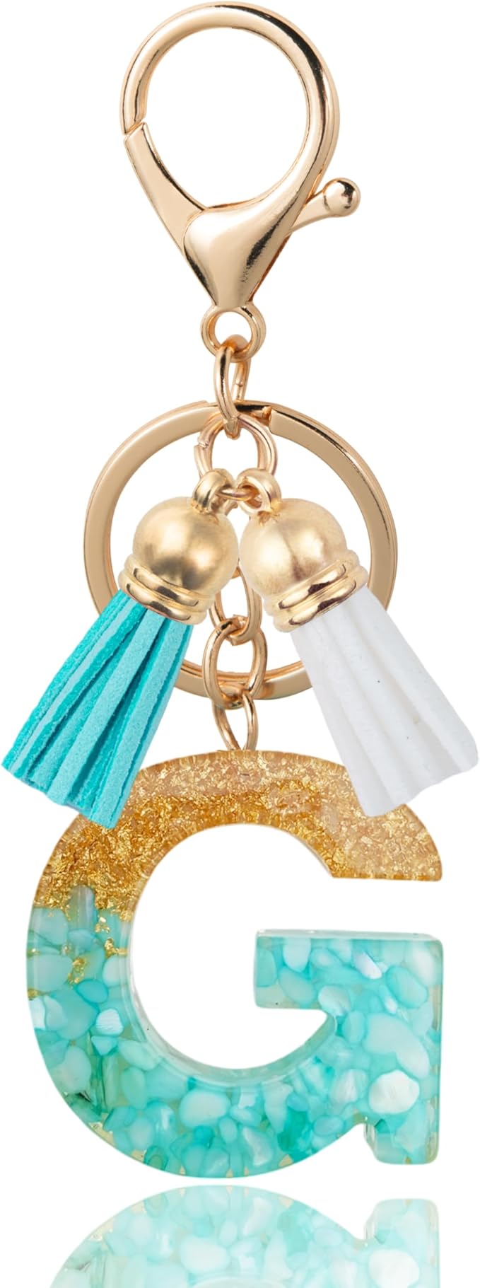 Initial Letter Keychain Cute Resin with 2 PU Tassel, Letter Keychain for Backpack Charms, Initial Keychains for Women