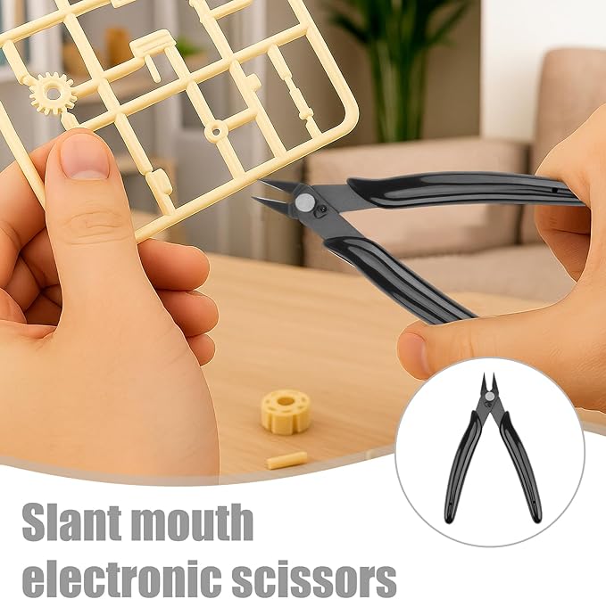 2 Pack Micro Flush Cutters, model clippers for Plastic Model kit and Jewelry Making, Wire Cutters with 2000 Grit Sanding Sponge for Smoothing Edges, Fit for 3D Printing and DIY Projects