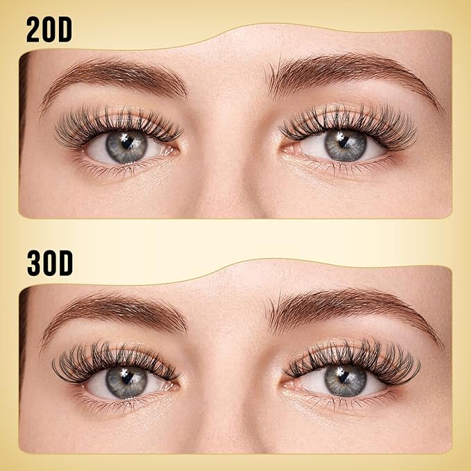 QUEWEL Lash Clusters 320Pcs Cluster Lashes 20D+30D D Curl Lash Cluster Eyelash Extensions Mix12-18mm Individual Eyelashes Clusters Wispy Lash Clusters Thin Band Soft to Use at Home(20D+30D D Mix12-18)