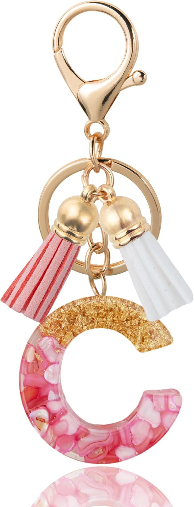 Initial Letter Keychain Cute Resin with 2 PU Tassel, Letter Keychain for Backpack Charms, Initial Keychains for Women