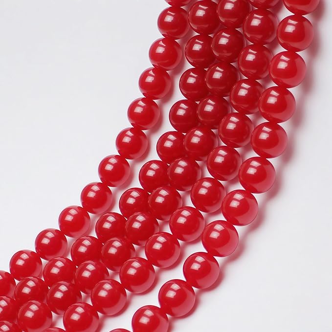 MJDCB Natural Red Jade Round Loose Beads for Jewelry Making DIY Bracelet Necklace (4mm)