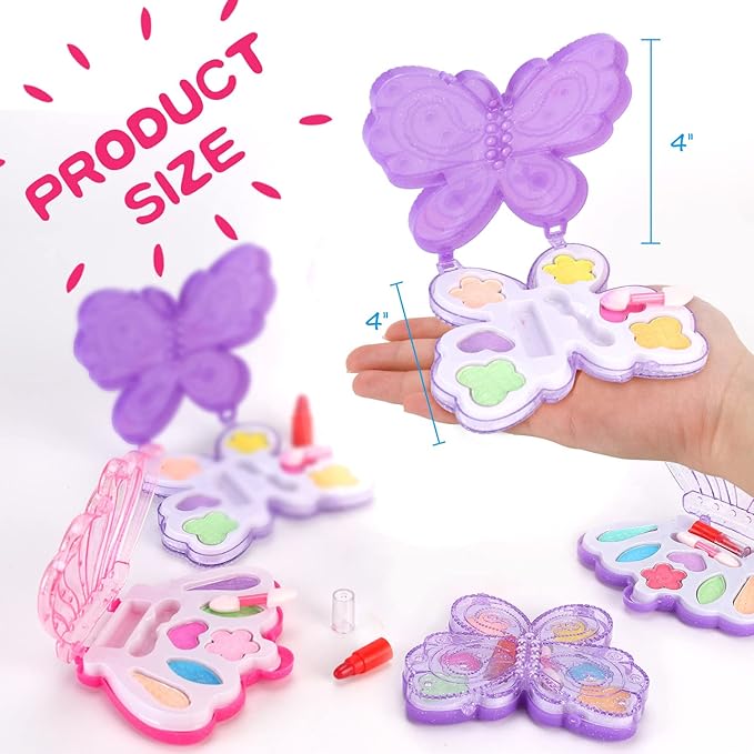 Kids Makeup Kit for Girls – Real Washable Play Cosmetic Set Palette Case, Non-Toxic Pretend Makeup Toys, Perfect Party Favors & Gifts (Palette (12 Pack))