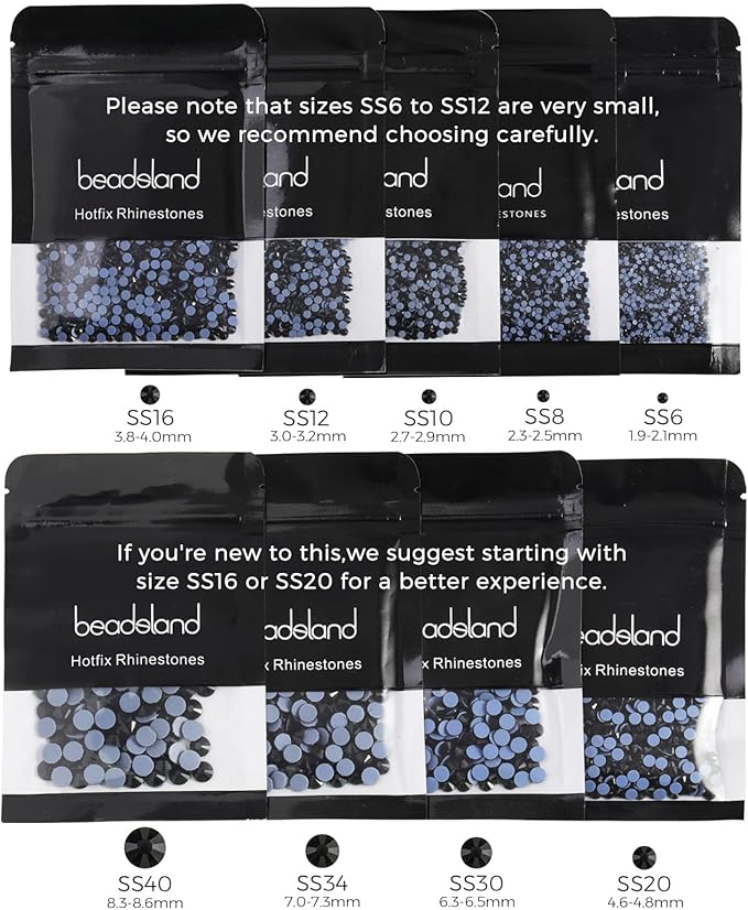 Beadsland Hotfix Rhinestones, 2880pcs Flatback Crystal Rhinestones for Crafts Clothes DIY Decorations, Aurum, SS8, 2.3-2.5mm