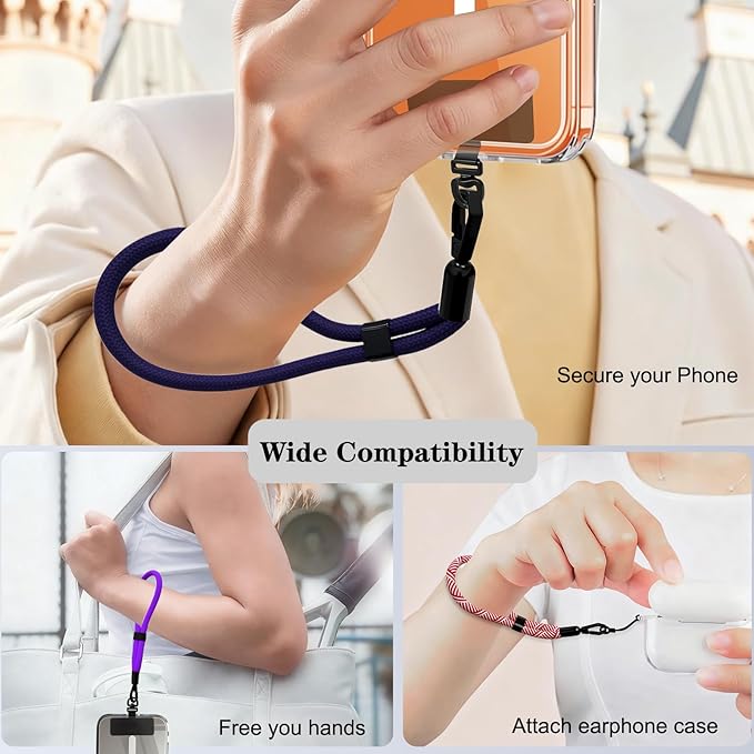 Phone Lanyard, 2 Pack Adjustable Cell Phone Lanyard Hand Phone Wrist Strap with Tether Tabs for Smartphones