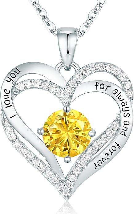 CDE Forever Love Heart Necklaces for Women, Wedding Anniversary, Birthday Mothers Day Christmas Day Gifts for Mom, Mother, Wife, friend, S925 Silver Jewelry with Birthstone Pendant
