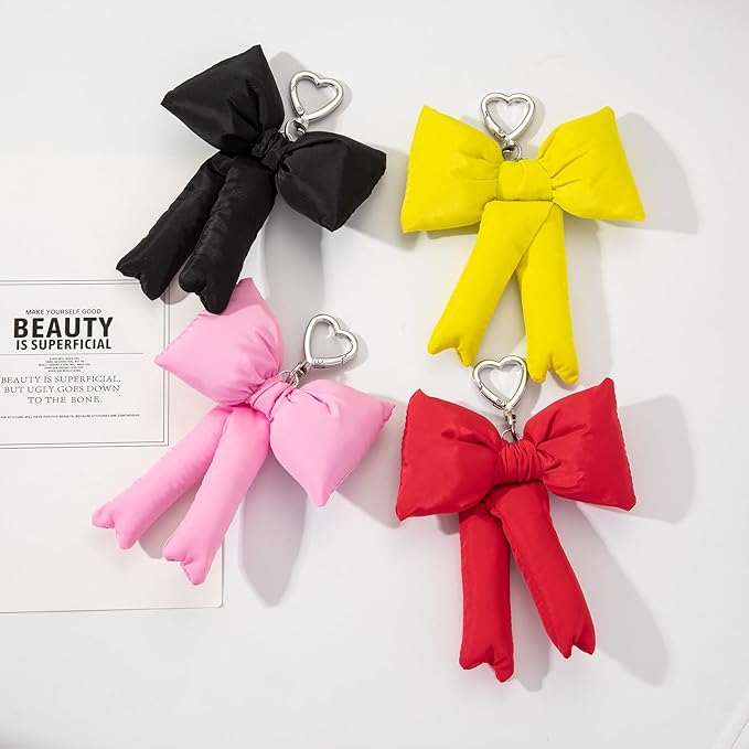 Pink Bow Keychain Bag Charms Y2K Bowknot Plaid Keychains Coquette Aesthetic Purse Handbag Backpacks Charms