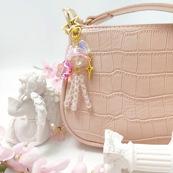 Y2K Aesthetic Keychains for Women Cute Flowers Star Cake Jellyfish Keychins Charms Kawaii Bag Purse Decor
